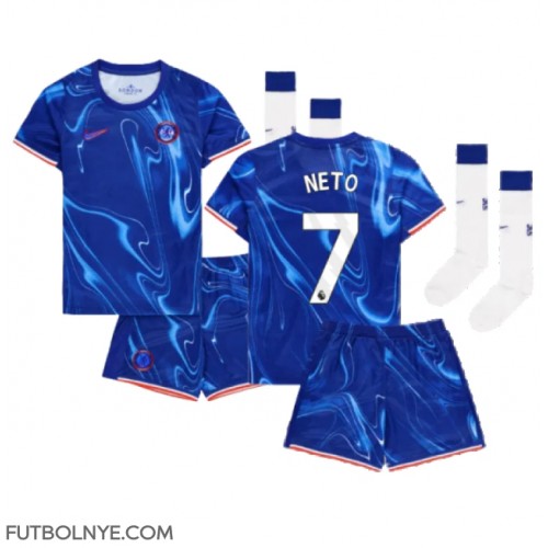 Camiseta Chelsea Pedro Neto #7 Primera Equipación para niños 2024-25 manga corta (+ pantalones cortos)